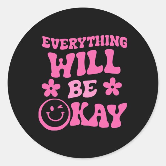 OkレトロGroovyメンタルヘルス認識度 ラウンドシール (正面)