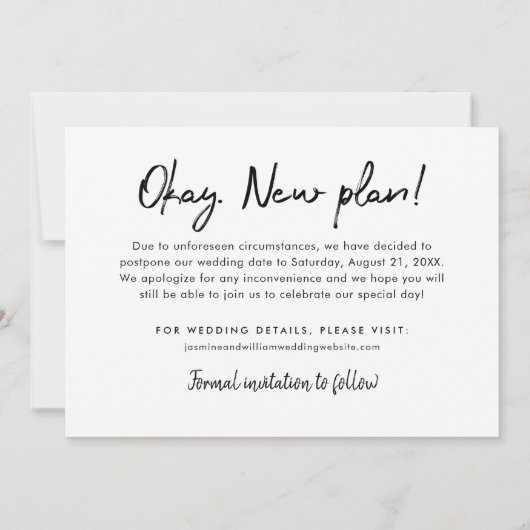 Ok New Plan手書きスクリプト結婚の写真 セーブザデート (裏面)