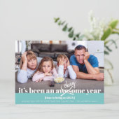 Ok New Year写真はっきりしたモダンおもしろいターコイズ シーズンカード (スタンド正面)