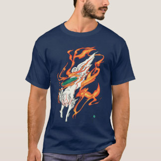Okami Amaterasu Sun God Wolfhe Great Wave Video Ga Tシャツ