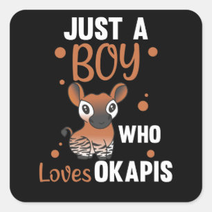 Okapiを愛する少年に過ぎない – Cute Okapi スクエアシール