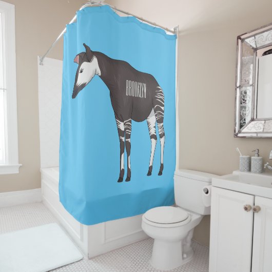Okapi漫画イラストレーション シャワーカーテン (インサイチュ)