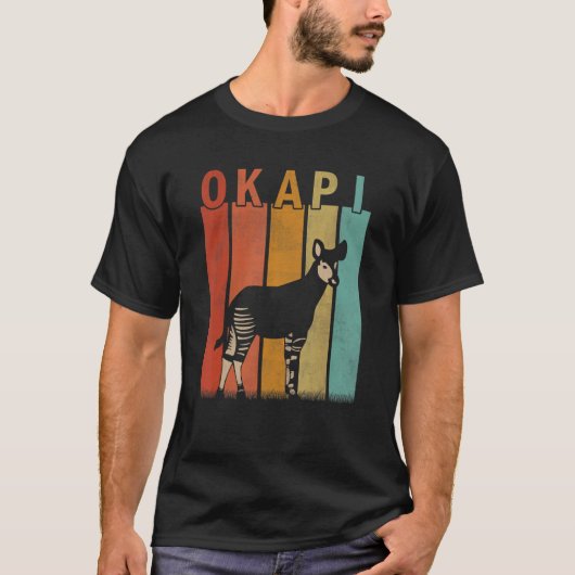 Okapi男動揺して女キッドかわいいOkapiレトロ Tシャツ (正面)