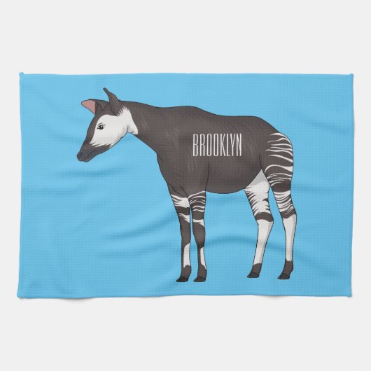 Okapi cartoon illustration キッチンタオル (横)