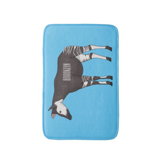 Okapi cartoon illustration バスマット (正面縦)
