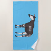 Okapi cartoon illustration ビーチタオル (正面)