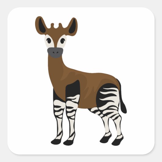 Okapi Cartoon, Okapi 威厳のある Animal, Okapi Lovers スクエアシール (正面)
