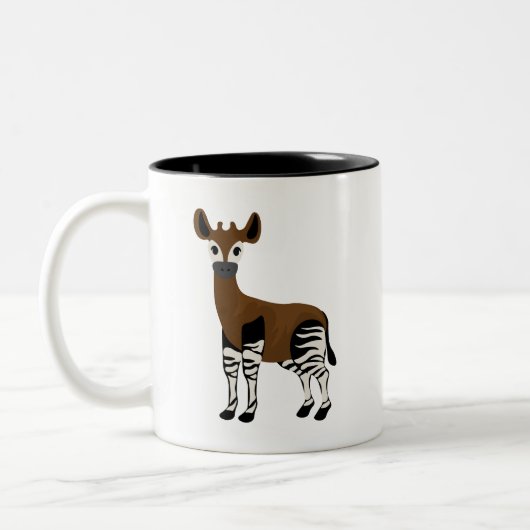 Okapi Cartoon, Okapi 威厳のある Animal, Okapi Lovers ツートーンマグカップ (左)