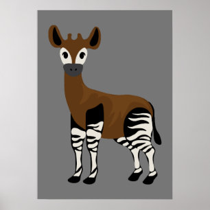 Okapi Cartoon, Okapi 威厳のある Animal, Okapi Lovers ポスター