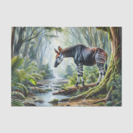 Okapi In Rainforest Watercolor Art 薄葉紙