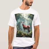 Okapi In The Rain forest (Zebra Giraffe) Tシャツ (正面)
