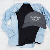 「OKAYESTパイロット」、おもしろい航空ジョークパーソナライズされた、 刺繍入りキャップ