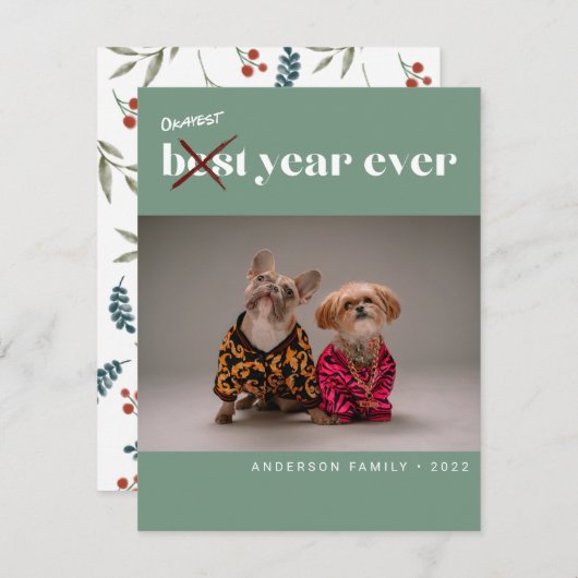 Okayest おもしろい Year Ever最高の Photo New Year Sage シーズンカード (正面/裏面)