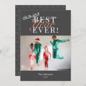 Okayest Year Ever Black写真おもしろいホリデーカード シーズンカード (正面/裏面)