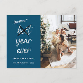 Okayest Year Ever Photo Family New Yearティール（緑がかった色 ポストカード