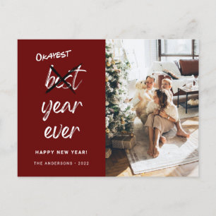 Okayest Year Ever Photo Family New Year Maroon ポストカード