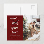 Okayest Year Ever Photo Family New Year Maroon ポストカード (正面/裏面)