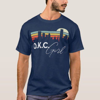 OKCガールレトロサンセットシティスカイライン土産 Tシャツ