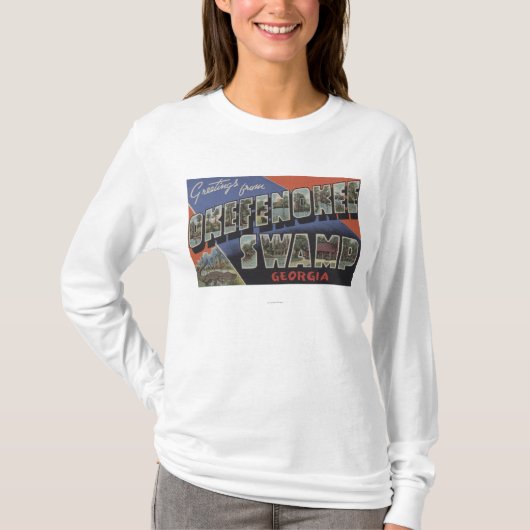 Okefenokeeの泥地、ジョージア-大きい手紙場面 Tシャツ (正面)