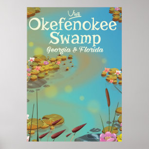 Okefenokee Swamp漫画の旅行ポスター ポスター