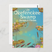 Okefenokee Swamp漫画の旅行ポスター ポストカード (正面/裏面)