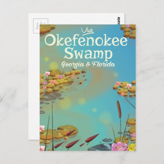 Okefenokee Swamp漫画の旅行ポスター ポストカード (正面/裏面)
