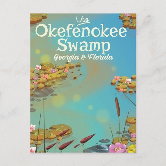 Okefenokee Swamp漫画の旅行ポスター ポストカード (正面)