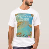 Okefenokee Swamp漫画の旅行ポスター Tシャツ (正面)