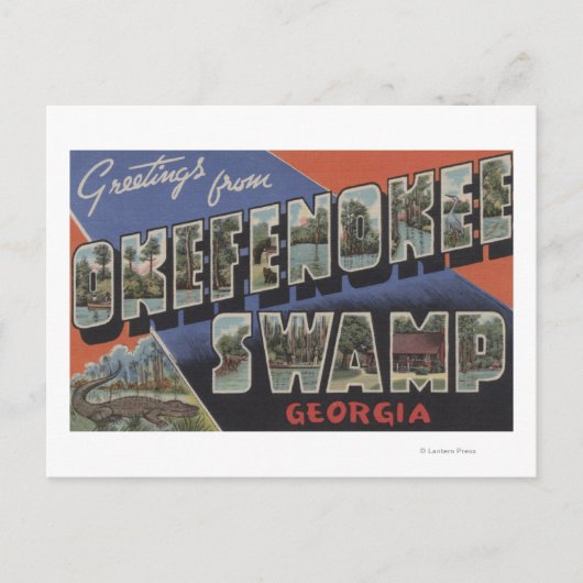 Okefenokee Swamp, Georgia – 大文字場面 ポストカード (正面)