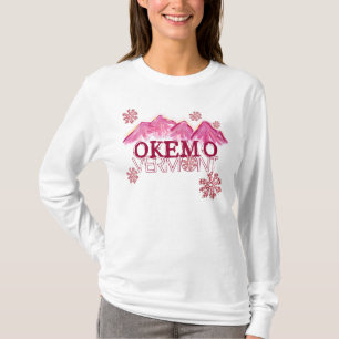 Okemoヴァーモントのピンクのテーマ山のフード付きスウェットシャツ Tシャツ