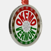 Okemoヴァーモントの赤い緑の雪片のオーナメント メタルオーナメント (右)