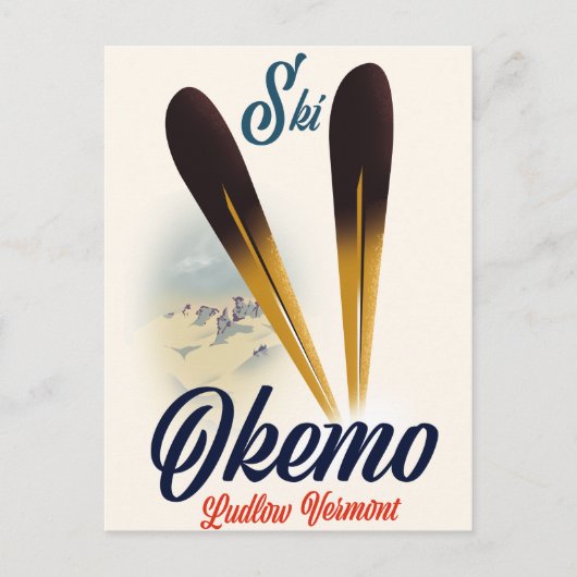 Okemo Ludlow Vermontスキーのポスター ポストカード (正面)