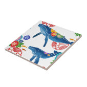 Okianawanのbingataのスタイルのクジラパターンタイル タイル (側面)