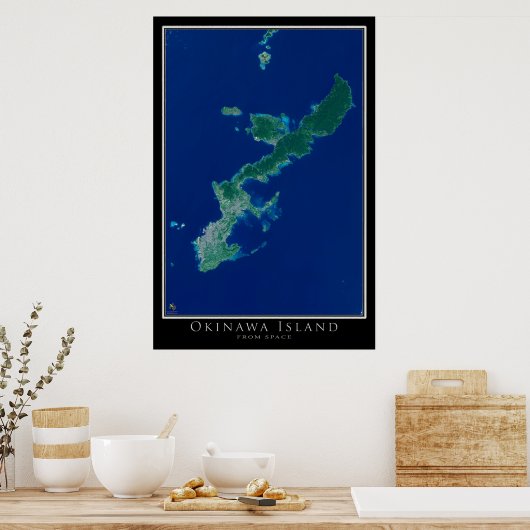 Okinawa Island Japan Satellite Poster Map ポスター (キッチン)