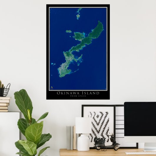 Okinawa Island Japan Satellite Poster Map ポスター (ホームオフィス)