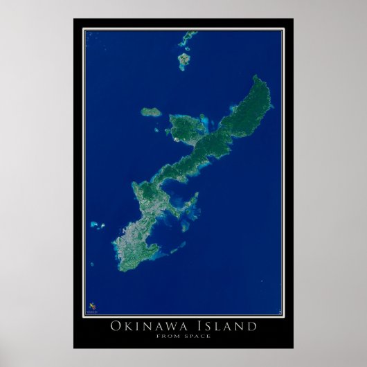 Okinawa Island Japan Satellite Poster Map ポスター (正面)