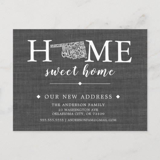 OKLAHOMA州移動アナウンスはがき 案内ポストカード (正面)