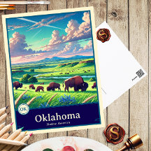 Oklahoma | Anime Style Cel Shaded Postcard