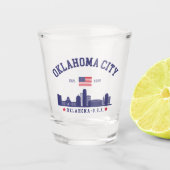 Oklahoma City Flag & Skyline  ショットグラス (正面)