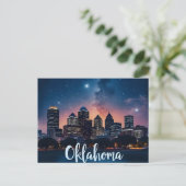Oklahoma City Skyline at Night | Modern Cityscape  ポストカード (スタンド正面)