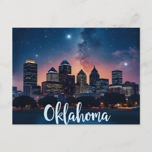 Oklahoma City Skyline at Night | Modern Cityscape  ポストカード (正面)