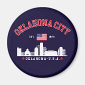 Oklahoma City Skyline & Flag Souvenir  マグネット (正面)