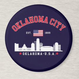 Oklahoma City Skyline & Flag Souvenir  マグネット
