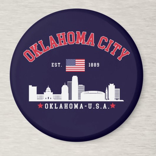 Oklahoma City Skyline & Flag Souvenir  マグネット