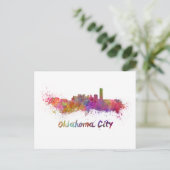Oklahoma City skyline in watercolor ポストカード (スタンド正面)