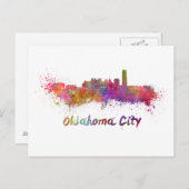 Oklahoma City skyline in watercolor ポストカード (正面/裏面)