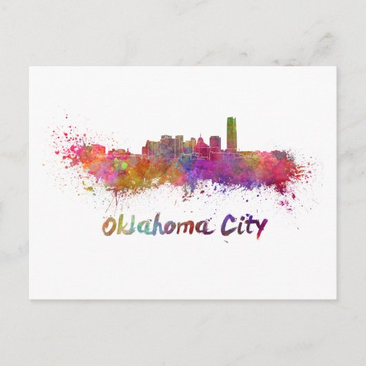Oklahoma City skyline in watercolor ポストカード (正面)