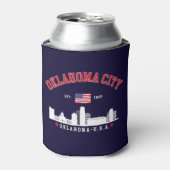 Oklahoma City Skyline Patriotic Can Cooler 缶クーラー (缶正面)
