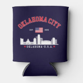 Oklahoma City Skyline Patriotic Can Cooler 缶クーラー (正面)