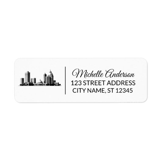 Oklahoma City Stylized Skyline Return Address  ラベル (正面)